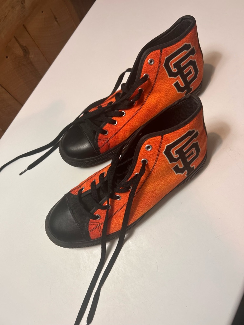 High-Top Sneakers in Orange with Team Logo